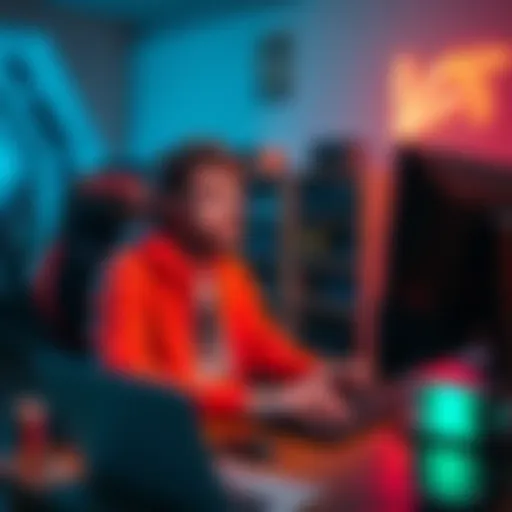 Emotional Reaction to Datto's Exit A gamer sitting in front of a computer, looking shocked and speechless after hearing about Datto's departure from the gaming community