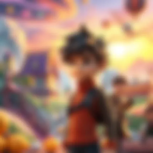 A character stands in a vibrant, animated world with a determined look, surrounded by colorful landscapes and engaging elements, representing the journey of story-driven gaming.