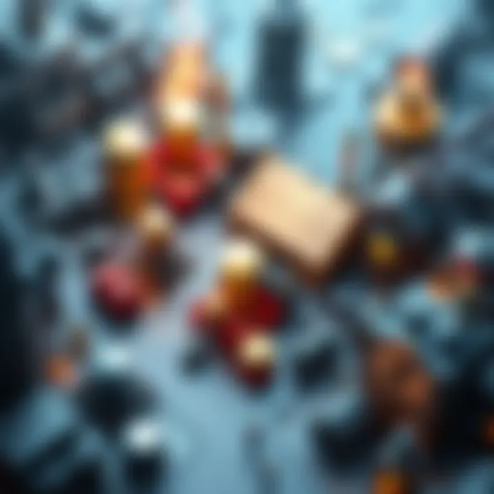 Empire Building Game Concept A game interface showing a strategic empire-building setup with factories, resource management, and city planning elements, focusing on production without crime.