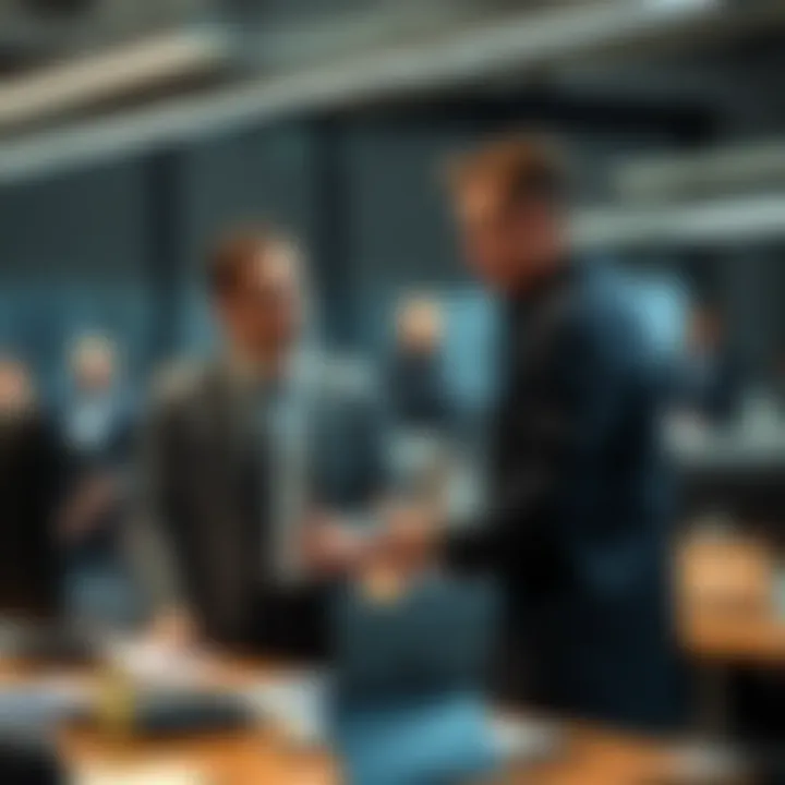 An employee and their boss discussing a project in an office setting, showing a mix of tension and collaboration.