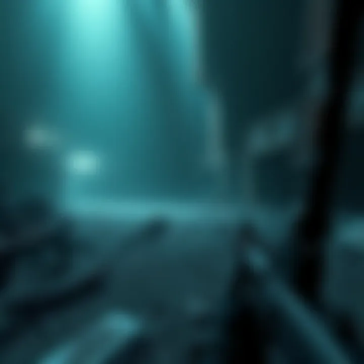 Empty game scene A deserted and dark game environment with hints of broken structures and old weapons, symbolizing the absence of the Harbinger exotic mission.