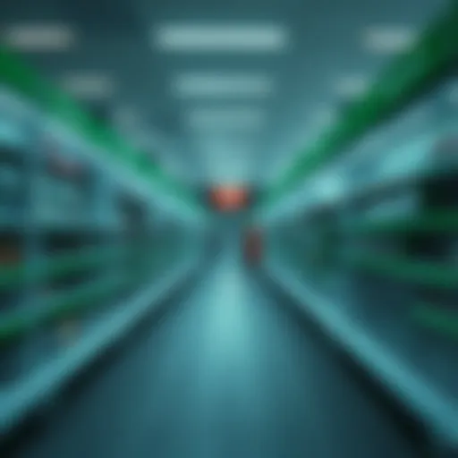 Deserted aisles in an Xbox retail store showing a decline in physical game sales.