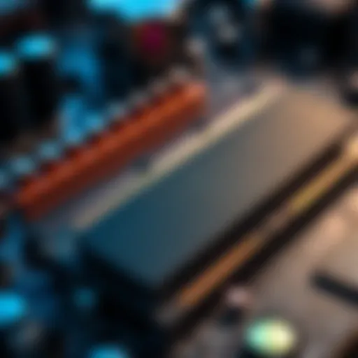 Empty RAM slots on a motherboard Close-up of a computer motherboard showing empty RAM slots, illustrating the potential shortage of RAM components for PCs.