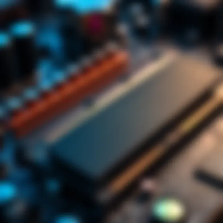 Empty RAM slots on a motherboard Close-up of a computer motherboard showing empty RAM slots, illustrating the potential shortage of RAM components for PCs.