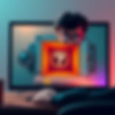 A person looking confused at an empty vault interface on their computer screen, with a question mark icon nearby.