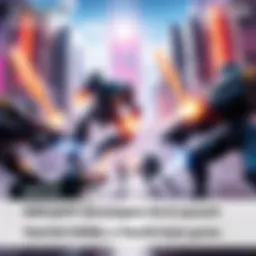 Players battling in EMPULSE, a fast-paced 6v6 shooter, with mechs in a futuristic cityscape