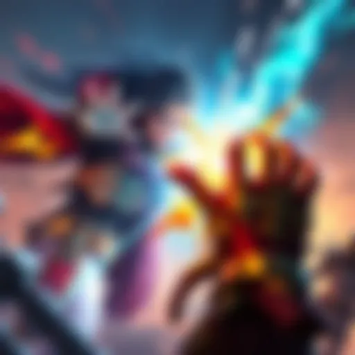 Emre unleashes a powerful attack with his ultimate ability, surrounded by energy and damage effects, as opponents struggle to defend against it.