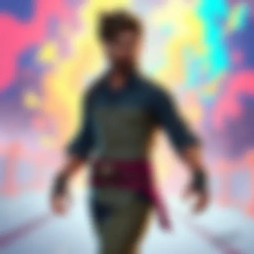 Emre showcasing his unique waist-to-thigh ratio with colorful background and engaging expression