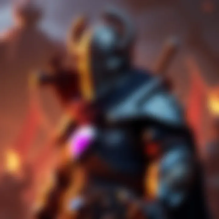 A player character in a fantasy game showcasing a powerful endgame build, ready for combat with armor and weapons.