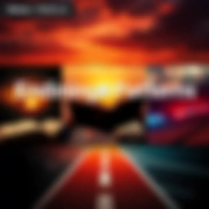 A collage showing various scenes representing how different situations come to an end, like a sunset, a closing book, and a finishing line in a race.