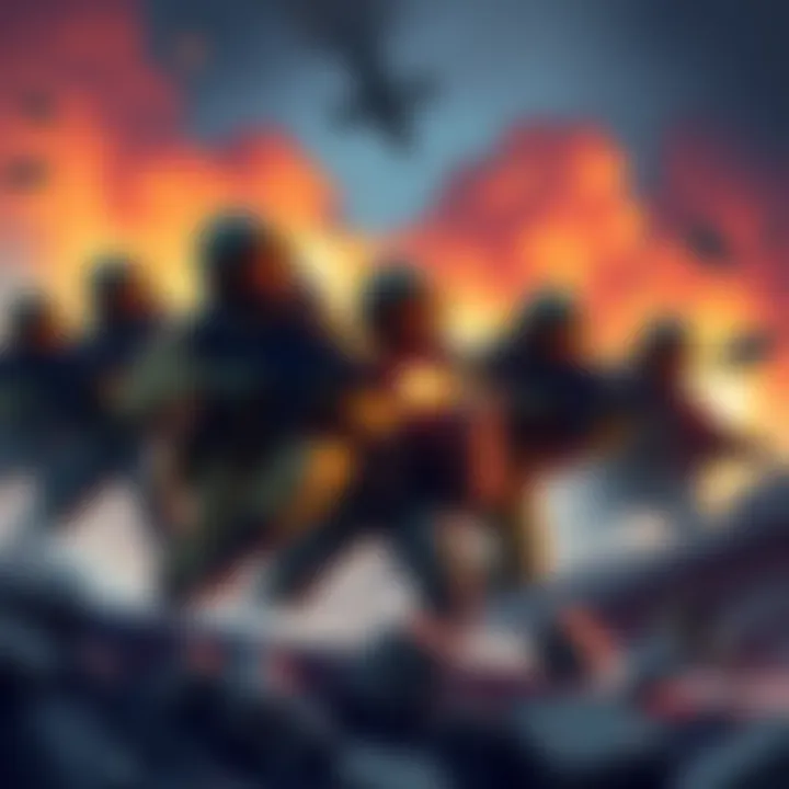 Enemies Quick Recovery An illustration showing enemy forces quickly regrouping after an attack, displaying determination and readiness.