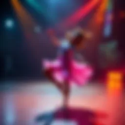 A dancer performing a lively routine with swift movements and vibrant energy, showcasing agility and rhythm.