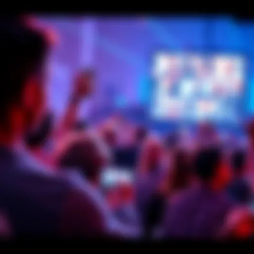 People watching a live stream on various devices, showing excitement and interaction