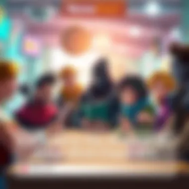 A group of diverse Atherol characters in a vibrant setting, showcasing their charm and appeal during a role-playing session.