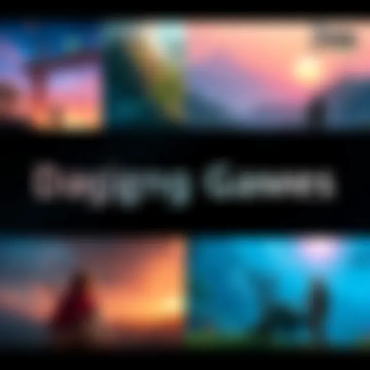 A collage of captivating video game scenes featuring landscapes from Firewatch, Portal 2, Outer Wilds, Breath of the Wild, and Celeste.