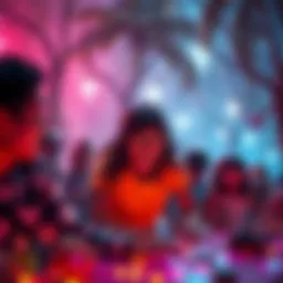 Engaging Wild Adventure People enjoying interactive elements in a vibrant wild setting, filled with fun and excitement.