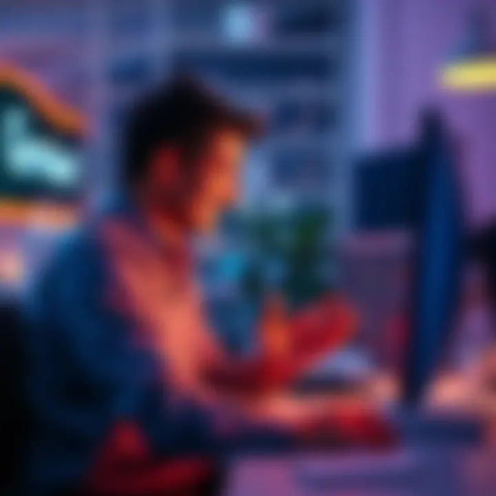 Engaging with GPT A person interacting with a digital assistant on a computer, enjoying fun and creative exchanges