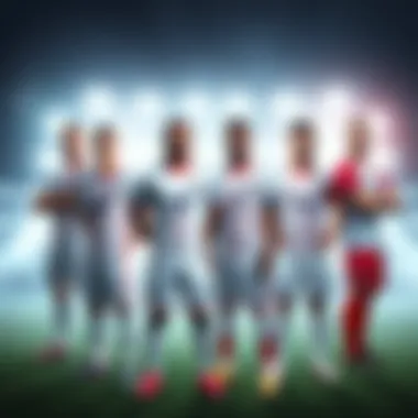 Players Joyo, Archie, ApparentlyJack, Toxiic, and captain Eekso stand together in England jerseys, ready for FIFAe qualifiers.