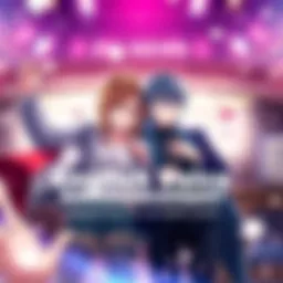 Four main characters with their respective English voice actors celebrating the announcement together