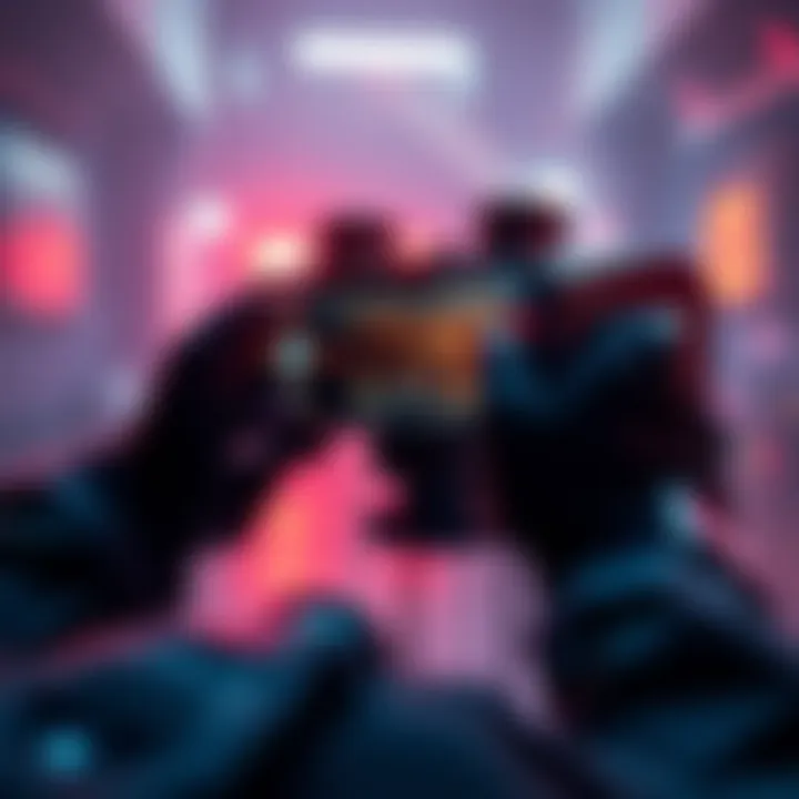 A player using advanced binoculars in an extraction shooter, displaying enemy health and inventory information on the screen.