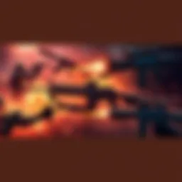 A graphic showing various primary ammo weapons with improved damage stats and players engaging in action-packed gameplay