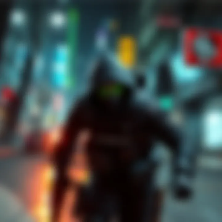 A character in stealth gear sneaks through a dimly lit urban environment, showcasing intense gameplay from Enhanced Splinter Cell v1.2.