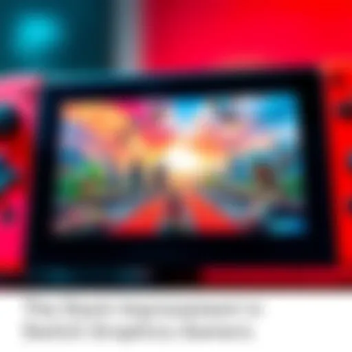 A close-up of a gaming console displaying improved graphics with vibrant colors and sharp details, showcasing popular game characters and scenery.
