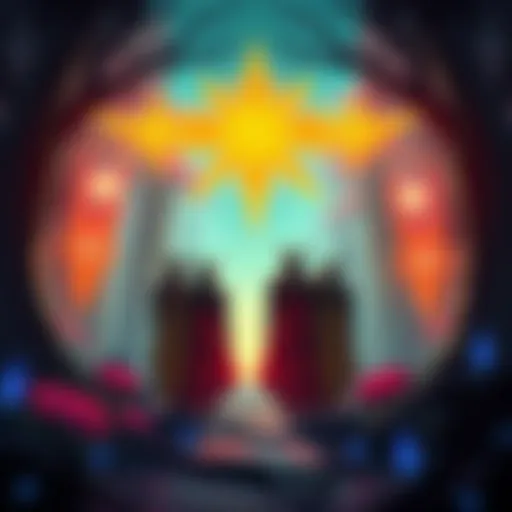 A group of Envoys standing in a mystical forest, surrounded by glowing plants and symbols, showcasing their connection to the Soulframe universe.