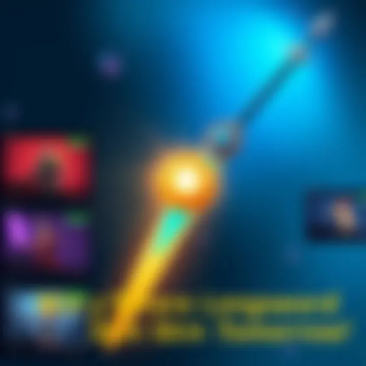 A vibrant illustration of a longsword with a striking Envoy's Sphere design, surrounded by screenshots of funny outfits as entry examples, inviting people to participate in the contest.