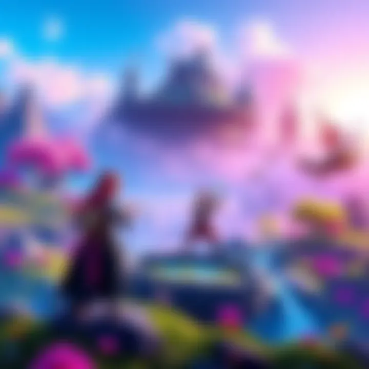 A screenshot from the Eolla game trailer showing vibrant fantasy landscapes and characters in action.