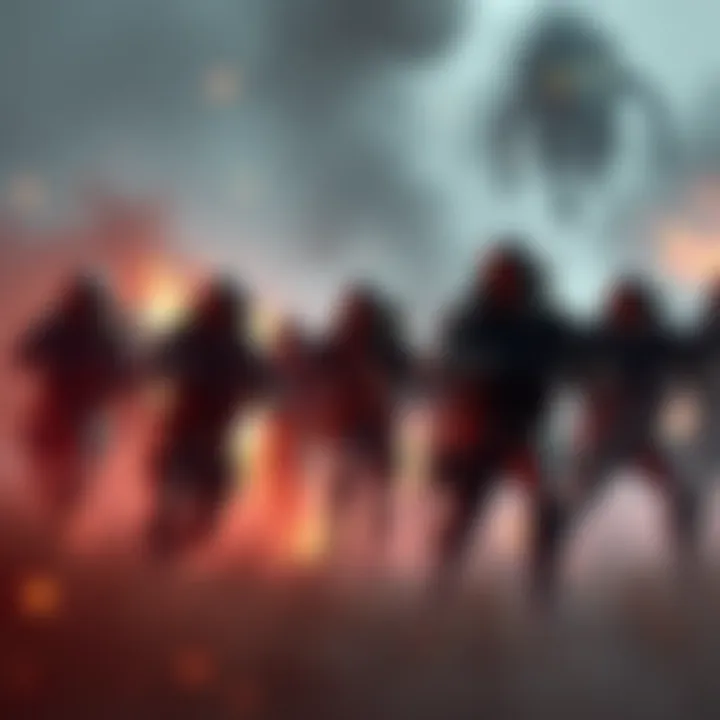 A group of players engaged in an intense multiplayer battle in The Operator game, showcasing strategic gameplay and action