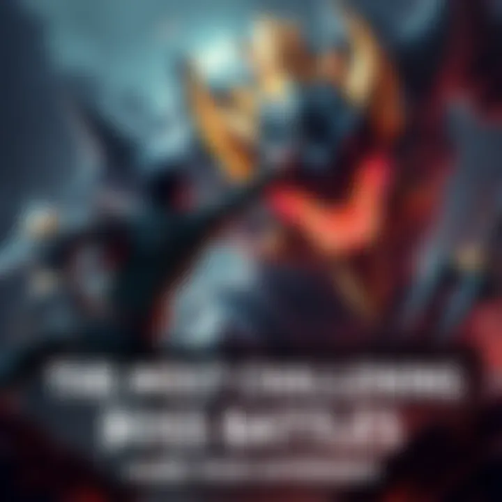 A gamer fighting a fierce boss character in a dark fantasy setting, showcasing intense action and struggle.