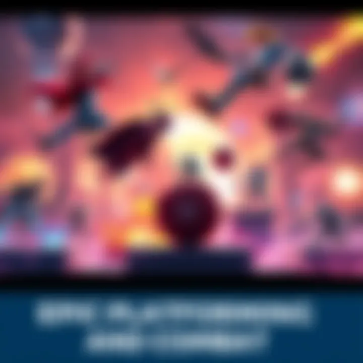 A vibrant scene showcasing characters from various games performing platforming jumps and battling enemies, highlighting dynamic gameplay and action-packed moments.