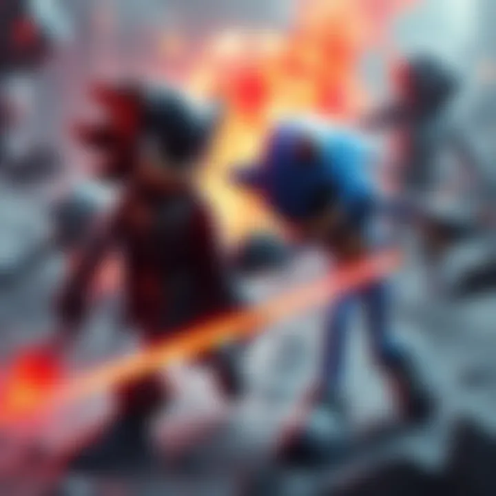 Artyom, Sonic, and Shadow battling against the Black Ones in an epic showdown