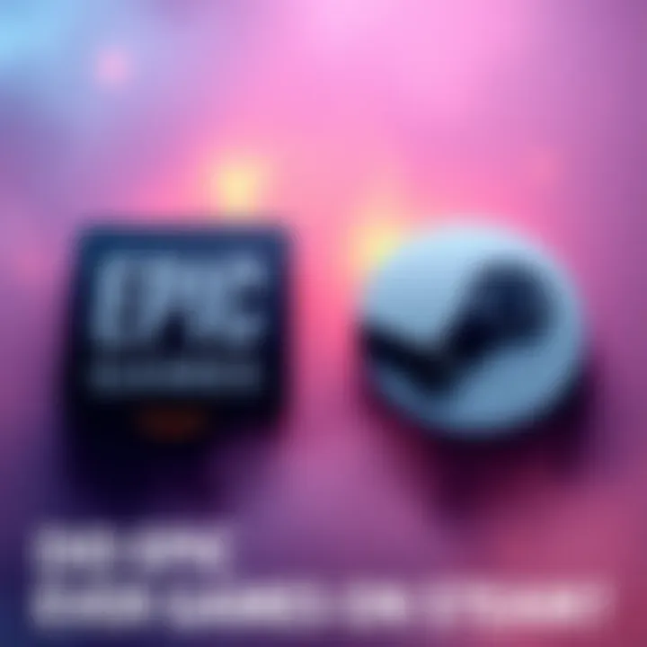 A visual representation of Epic Games and Steam logos side by side, symbolizing their relationship in the gaming industry.