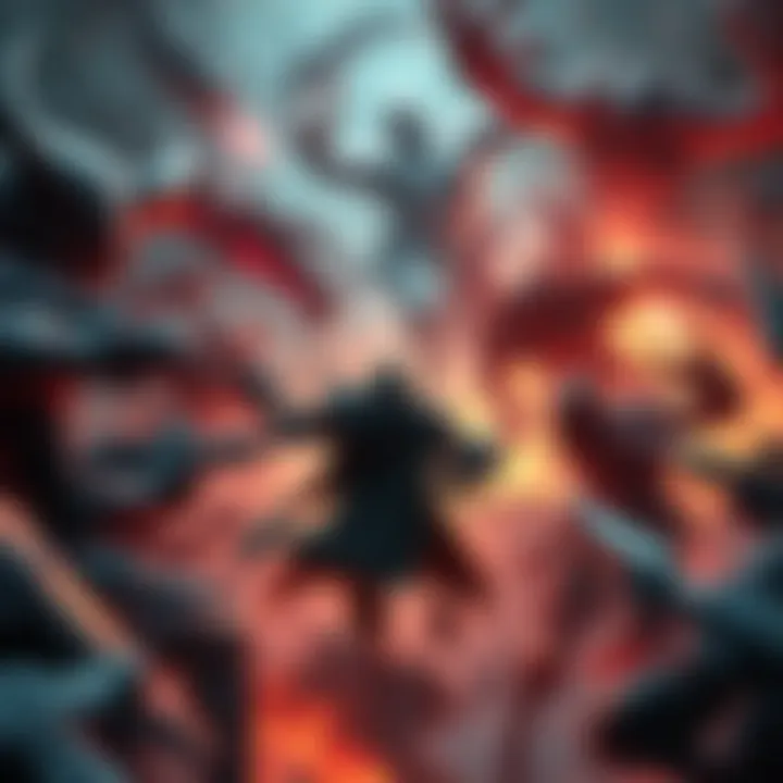 A character in an action-packed top-down game, battling multiple enemies in a vibrant fantasy setting.