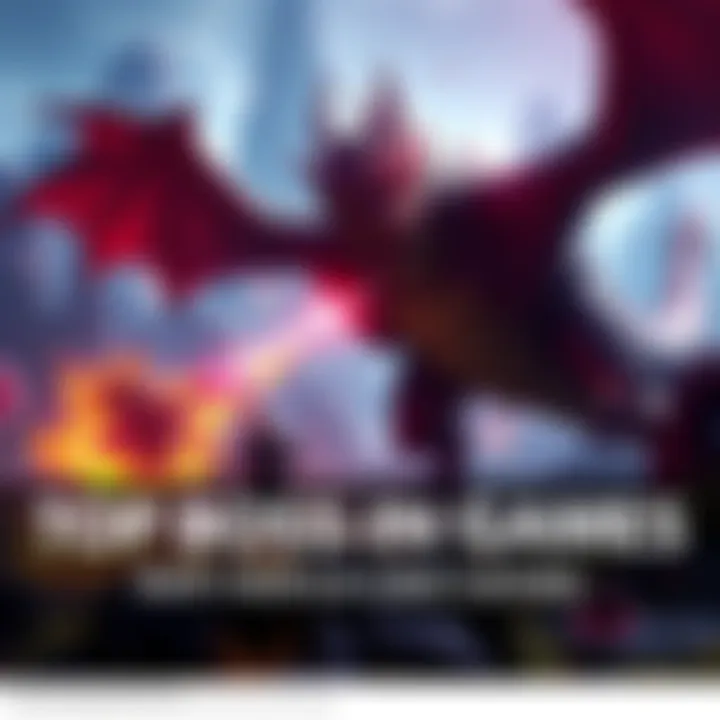 A player character in an action game fighting a giant dragon in a vibrant 3D landscape with dramatic lighting and intense action.