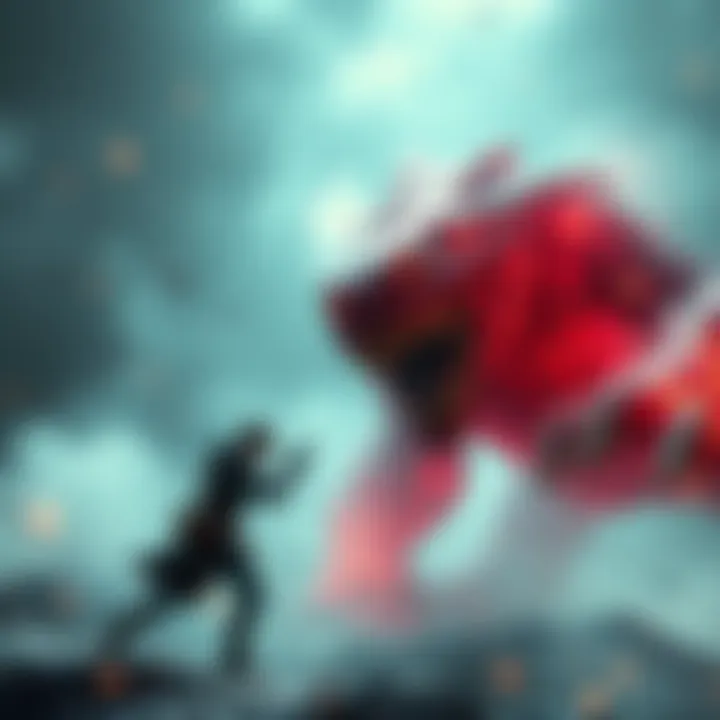 A character facing a massive boss in an action-packed scene from Snake Eater, showcasing intense gameplay and vibrant graphics.