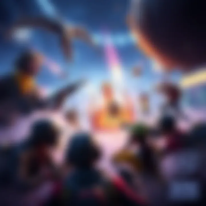 A dynamic scene showing players engaged in various game modes by Epic Games, featuring vibrant graphics, action-packed gameplay, and ever-changing environments.