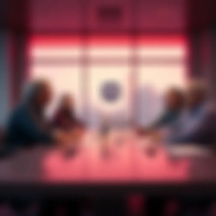 Tim Sweeney from Epic Games discussing insurance issues with Mike's family in a conference room