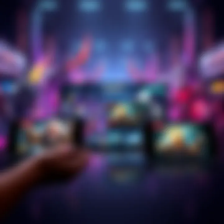 Concept art showing mobile devices displaying Epic Games Mobile Store with graphics from STW