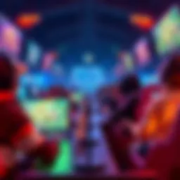 Graphic showing a balanced gaming match with players of equal skill levels in a vibrant gaming environment