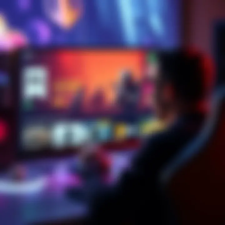 A person happily exploring the Epic Games Store with highlighted free games and exclusive titles on a computer screen.