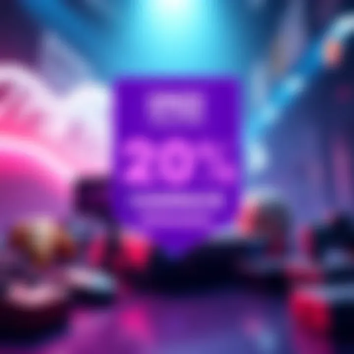 A promotional graphic for Epic Games Store showing 20% cashback rewards on purchases with gaming elements in the background