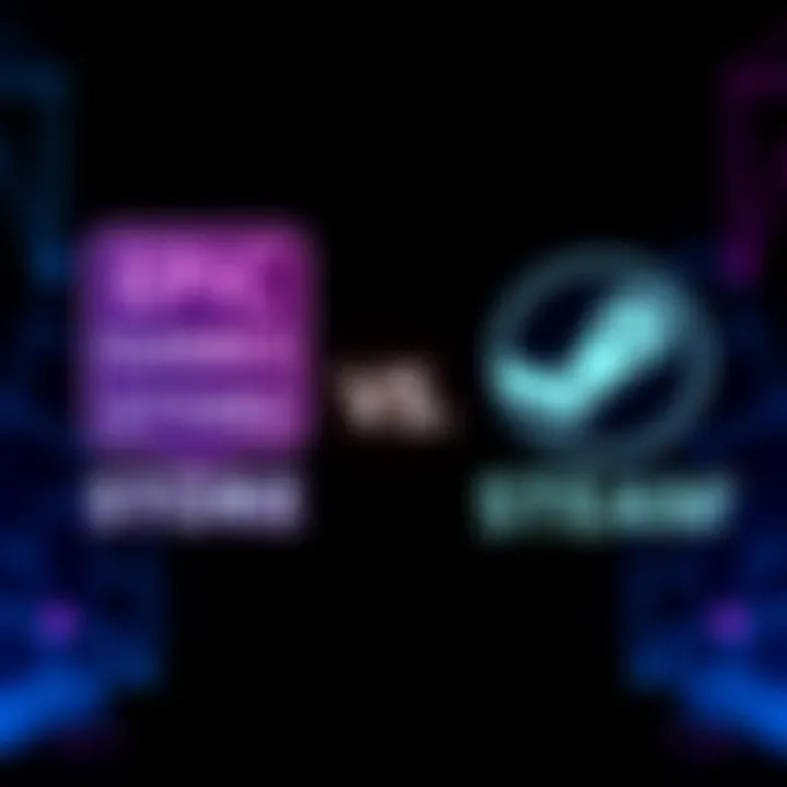 Epic Games Store vs Steam A visual comparison showing the logos of Epic Games Store and Steam, highlighting the competition between the two platforms.