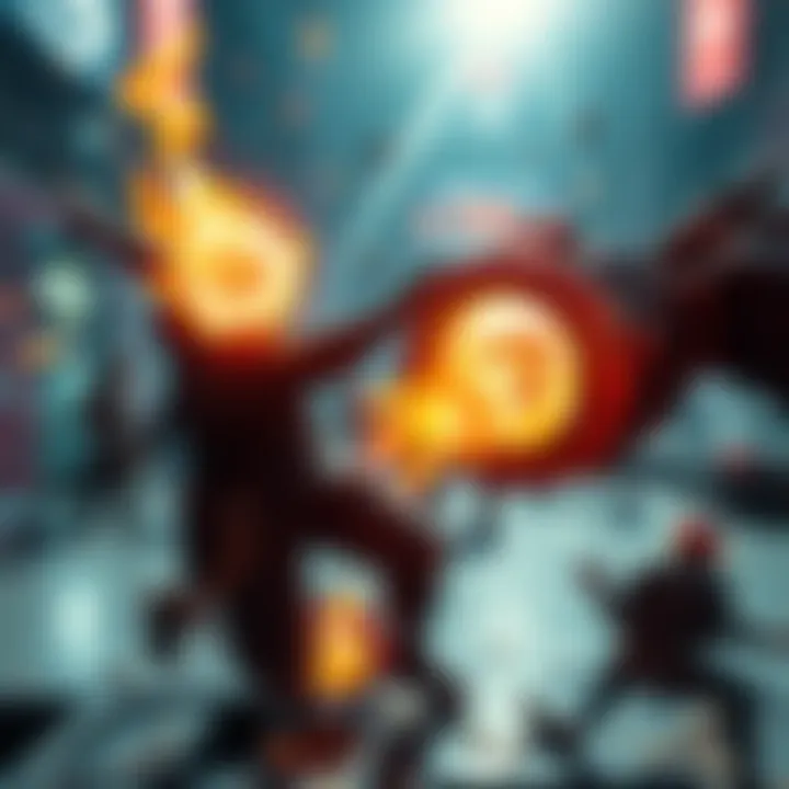 A player executing a skillful move in a PvP battle, showcasing an impressive build and intense action.