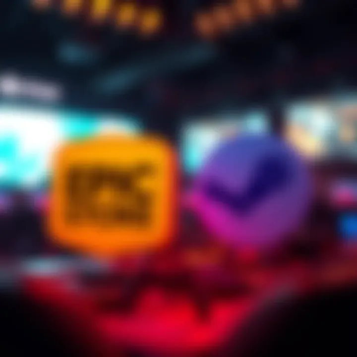 Epic Store and Steam logos Epic Store logo alongside Steam logo, representing competition in the gaming market