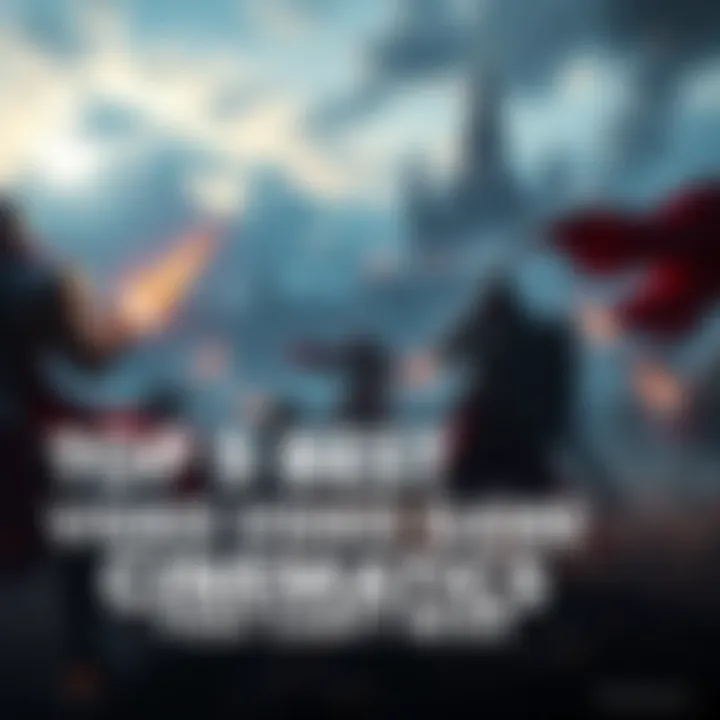 A dramatic battle scene from a video game featuring knights and magical elements