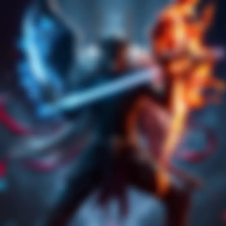 Equinox character ready for battle, showing balance between light and dark powers