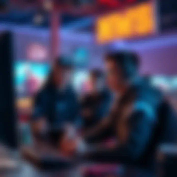 Erobb interacting with rookie streamers, showcasing their talent in a gaming environment.